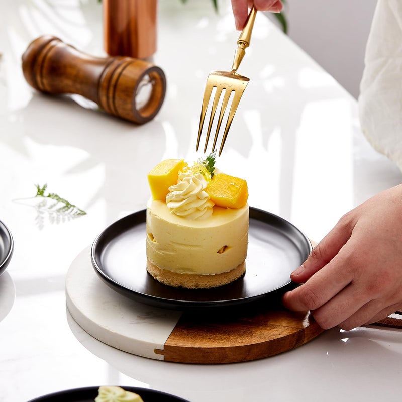 Swuut Matte Ceramic Appetizer Plates 6 Inch,Small Mini Dessert Plates Set of 4,Microwave and Oven Safe Snack,Bread,Butter Dessert,Pie,Cake Plates Cat Dishes(6 inch,Black) - Image 5